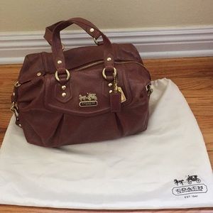 Coach brown satchel with gold hardware
